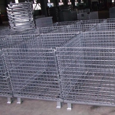 Cage galvanisée résistante de stockage avec le grillage, maille en acier d'entrepôt de fil de pliage de stockage résistant pliant de cage
